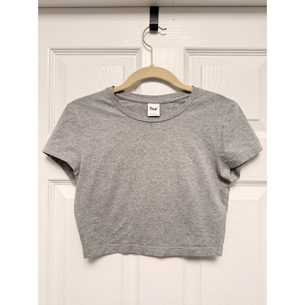 Tna Aritzia Homestretch Cropped T-Shirt Heather‎ Grey Crew Neck Small